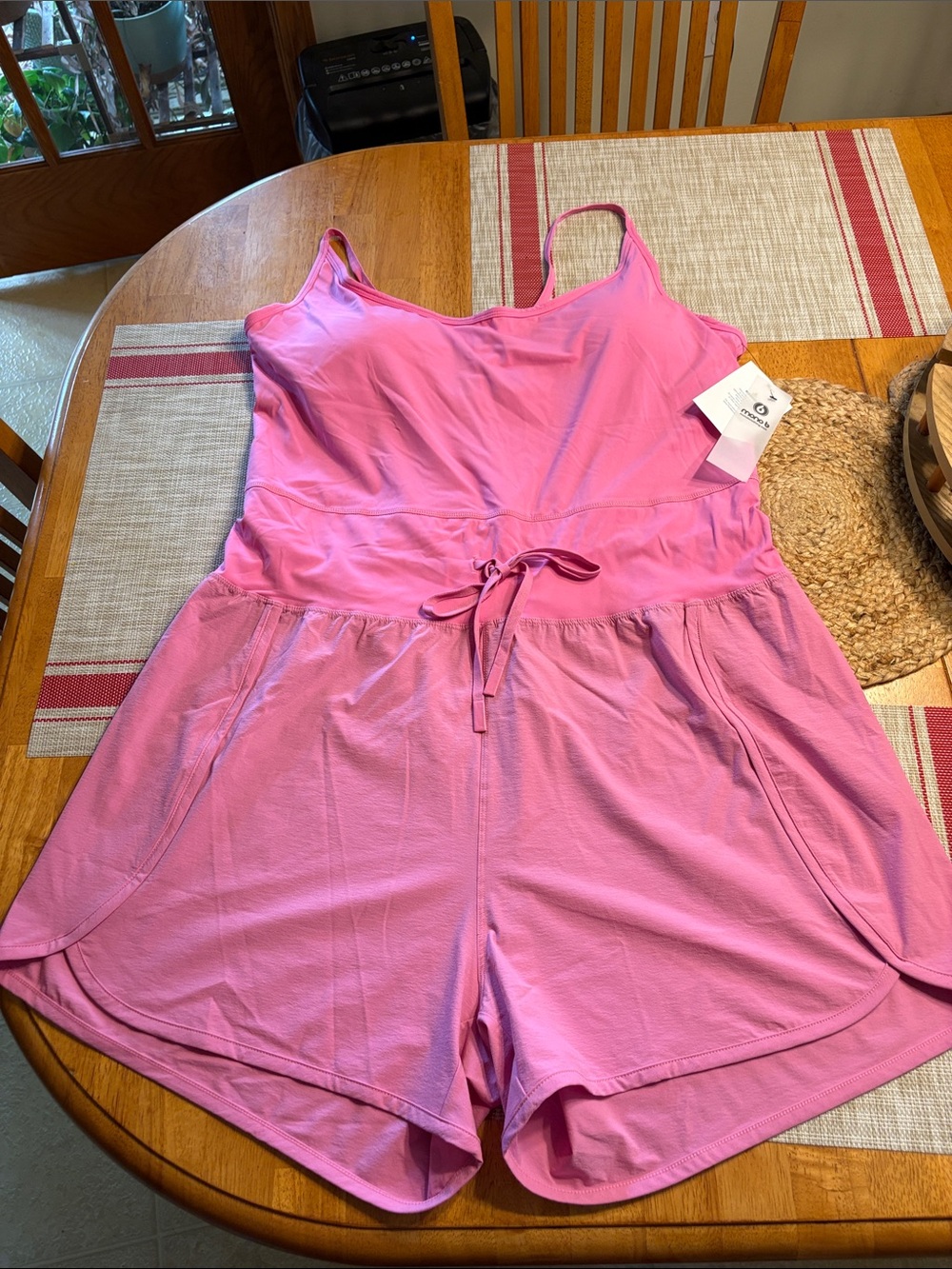 Mono B Pink Sleeveless Romper with Drawstring Waist